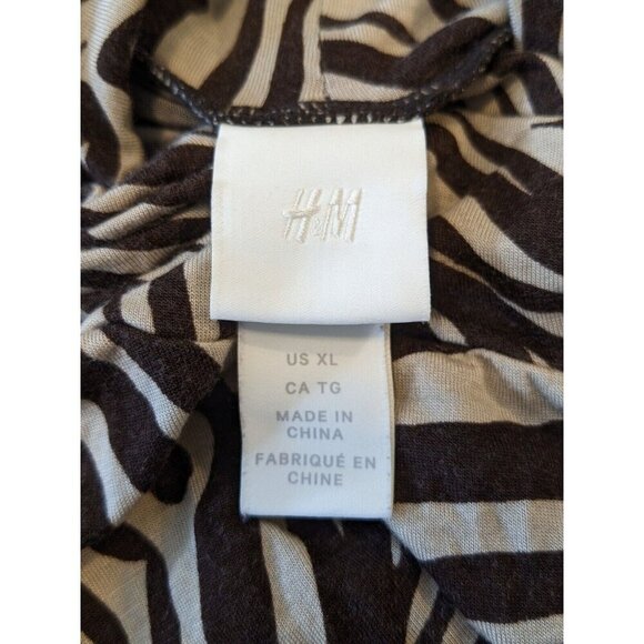 H&M Animal Print Mock Neck Top Womens XL Brown Tiger Stripe Long Sleeve Stretch - Picture 6 of 7